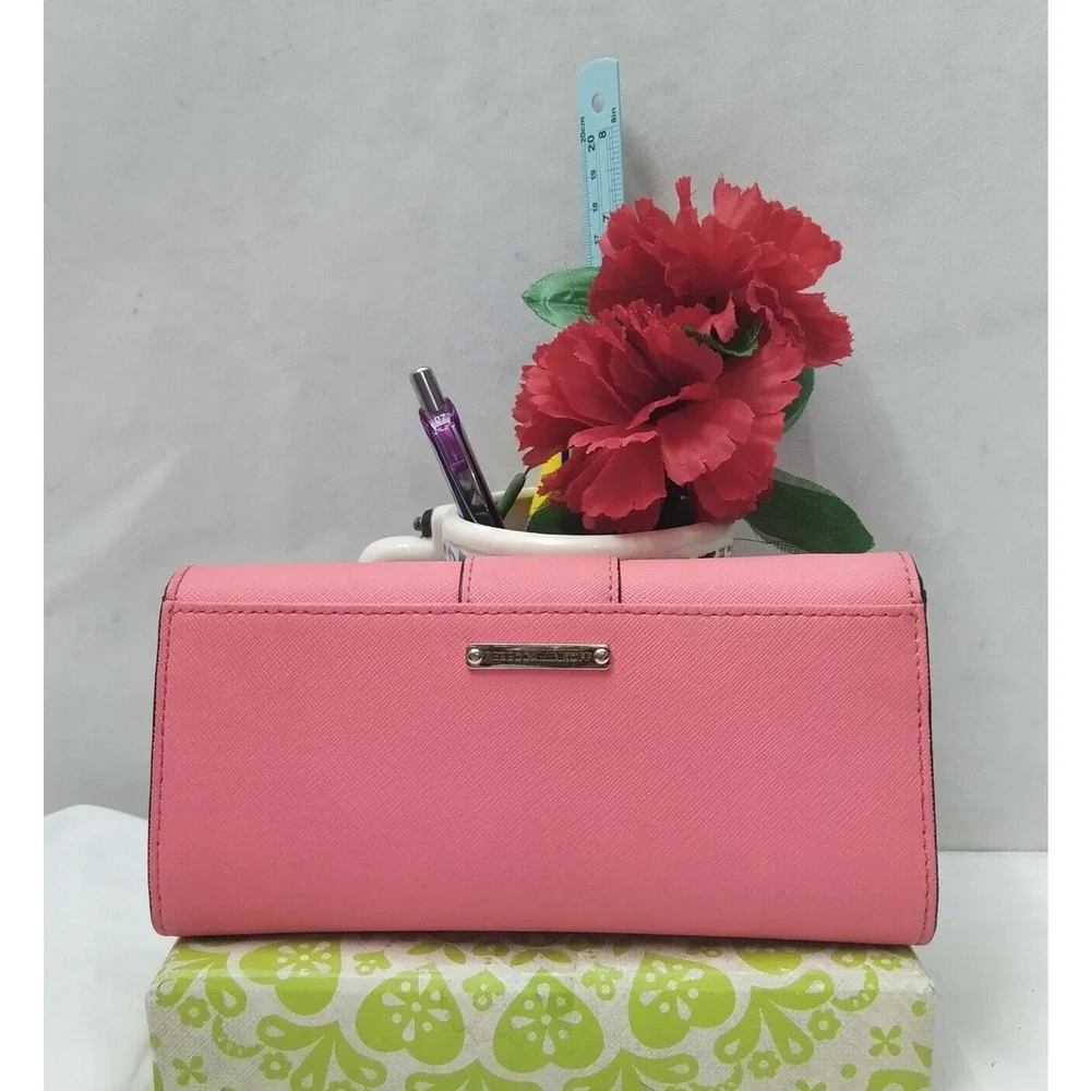 Rebecca Minkoff Pink Leather Tunlock Credit Card ID Window Bifold Wallet